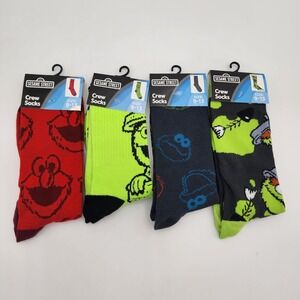 Sesame Street Elmo & Friends Crew Socks Sock Size 9-13 Novelty ‎ LOT of 4 NWT